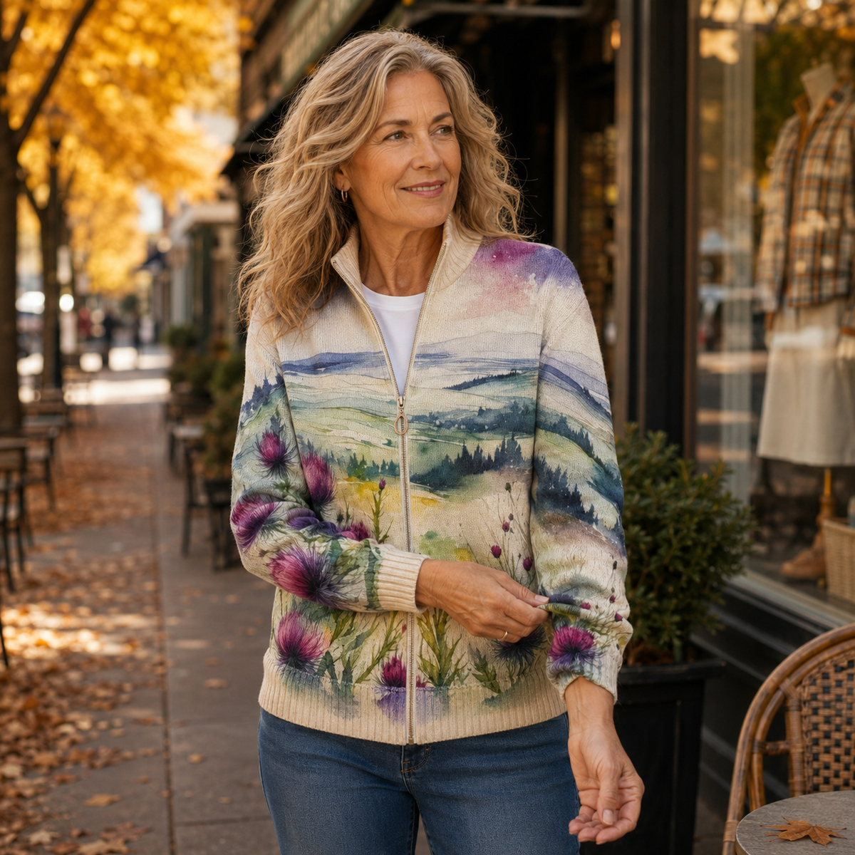 Zelda™ | Škotska osatna pokrajina Zip cardigan