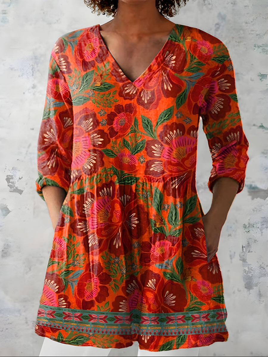 Priscilla | Dolga Bluza z V-Izrezom