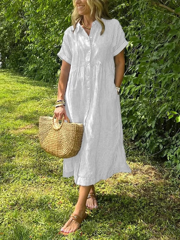 Ishka™ | Črtasta Obleka Chemise