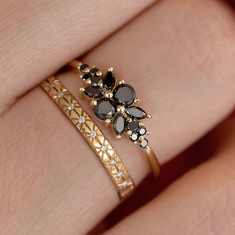 Eleganten Onyx Copper Band Prstan