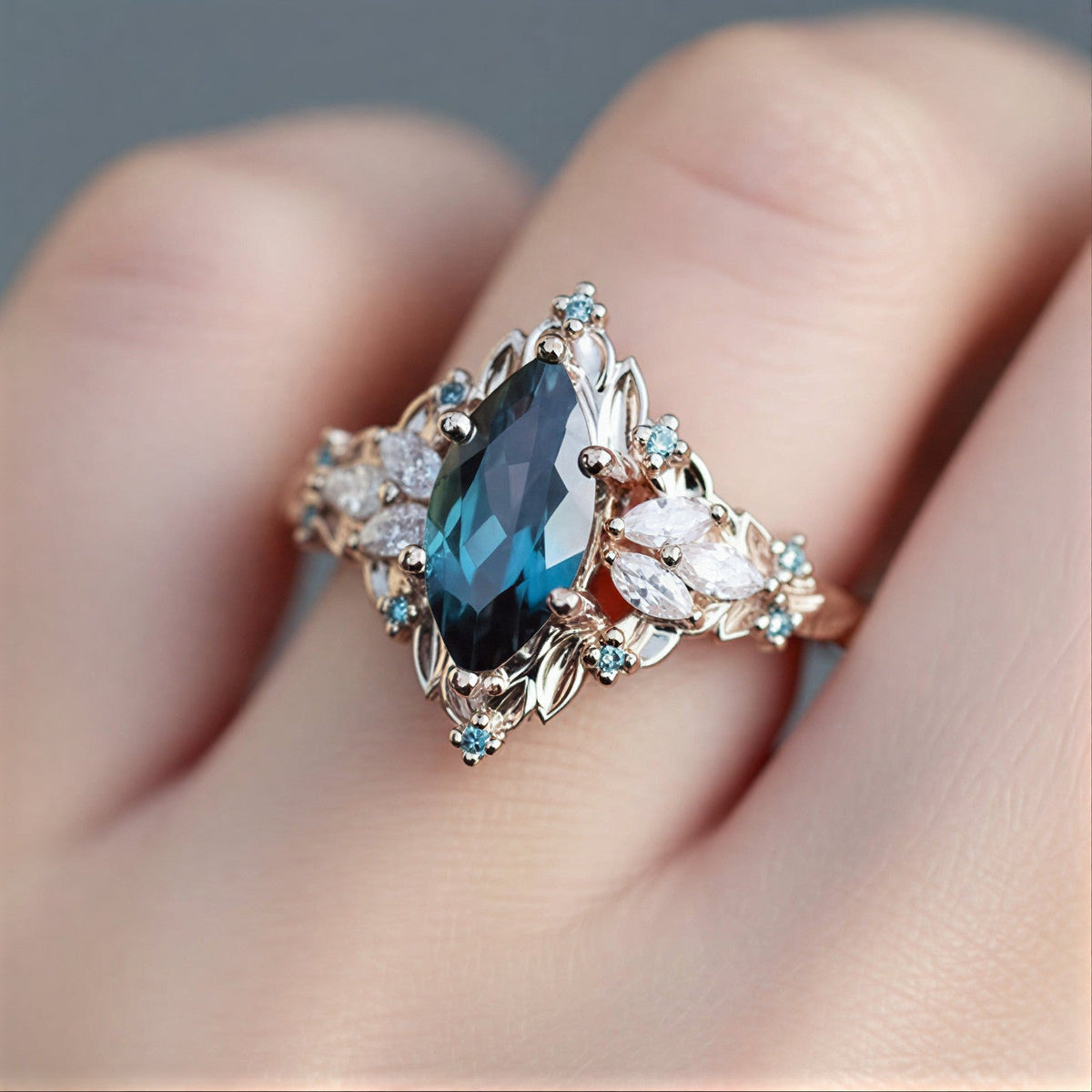 Vintage Teal Marquise Prstan