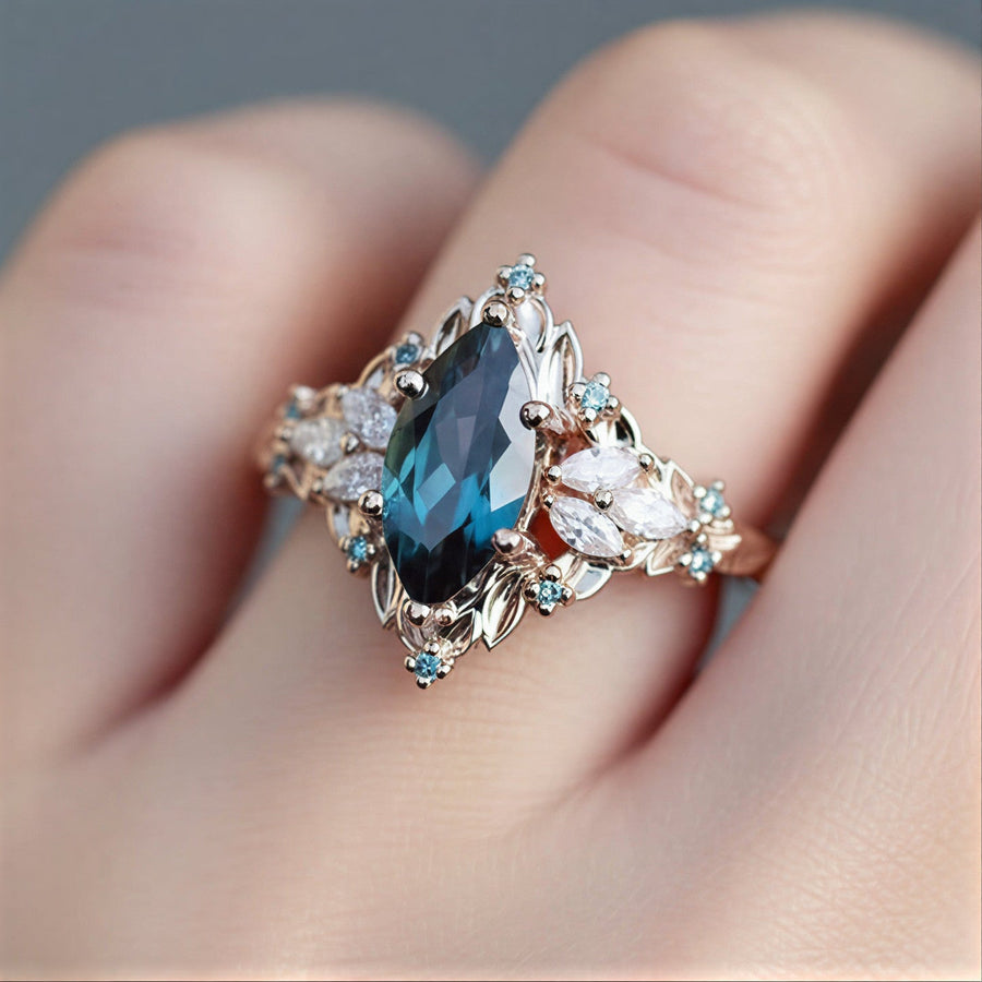 Vintage Teal Marquise Prstan