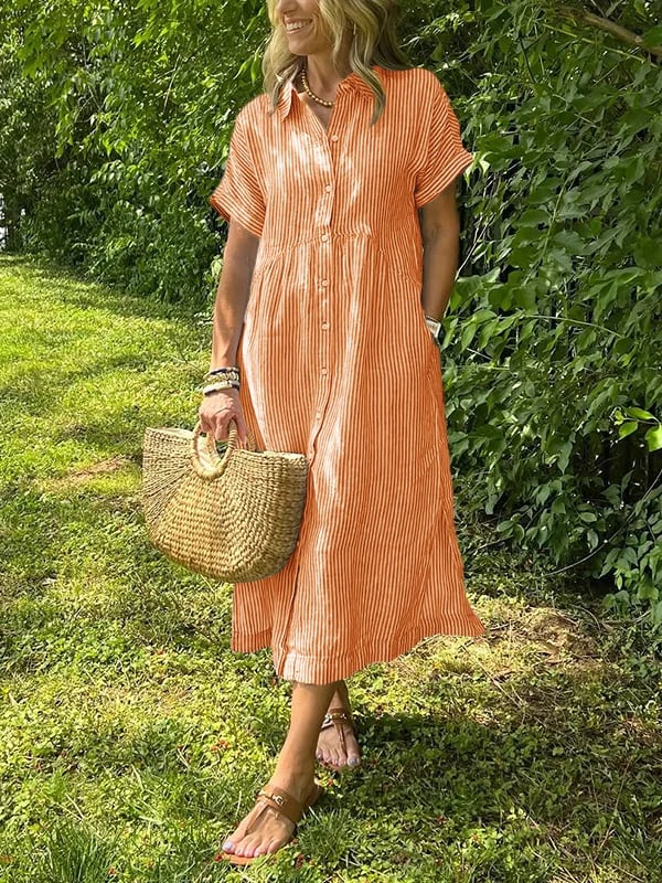 Ishka™ | Črtasta Obleka Chemise