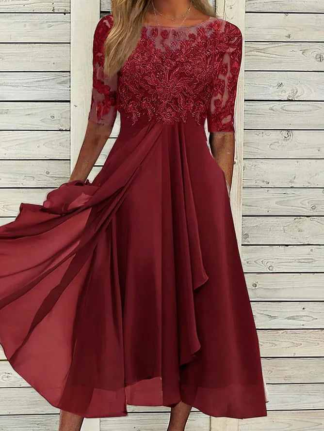 Harper™ | Elegantna midi obleka iz čipke