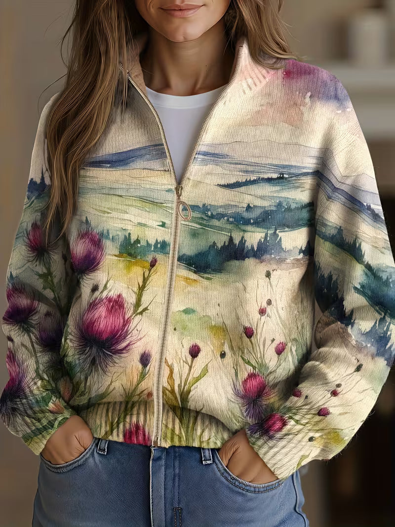 Zelda™ | Škotska osatna pokrajina Zip cardigan