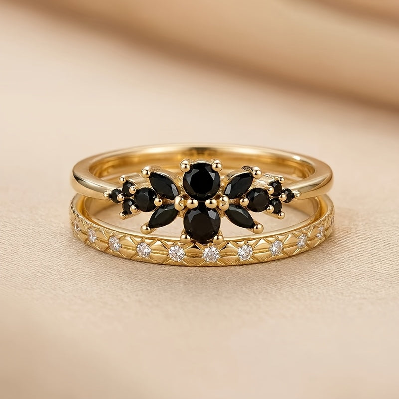 Eleganten Onyx Copper Band Prstan
