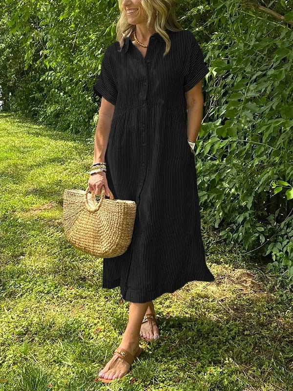 Ishka™ | Črtasta Obleka Chemise