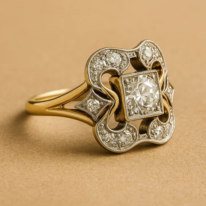 Eleganten Vintage Zirkon Zlati Prstan