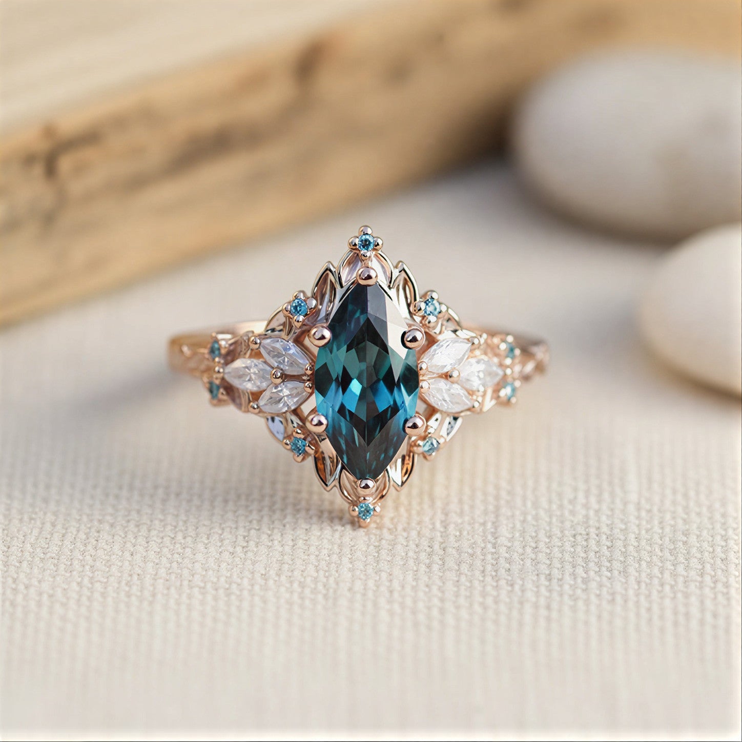 Vintage Teal Marquise Prstan