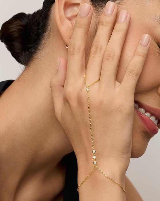 Beaded Handchain Bracelet | Zlato
