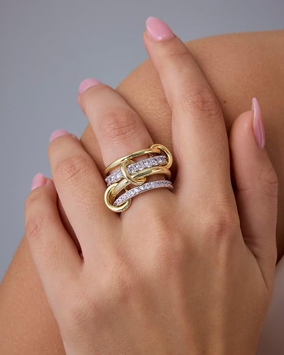 Interlock Stack Prstani | Zlato