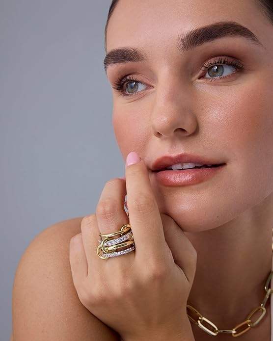 Interlock Stack Prstani | Zlato