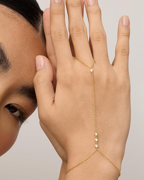 Beaded Handchain Bracelet | Zlato