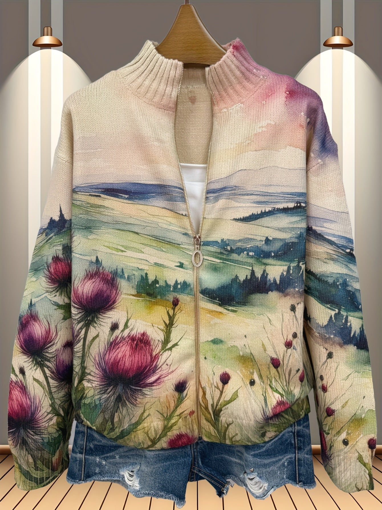Zelda™ | Škotska osatna pokrajina Zip cardigan