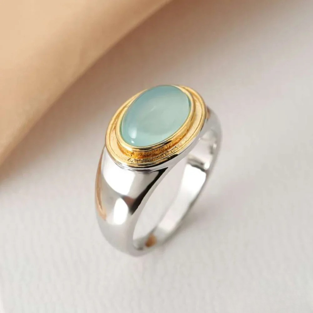 Retro Zeleni Moonstone Prstan
