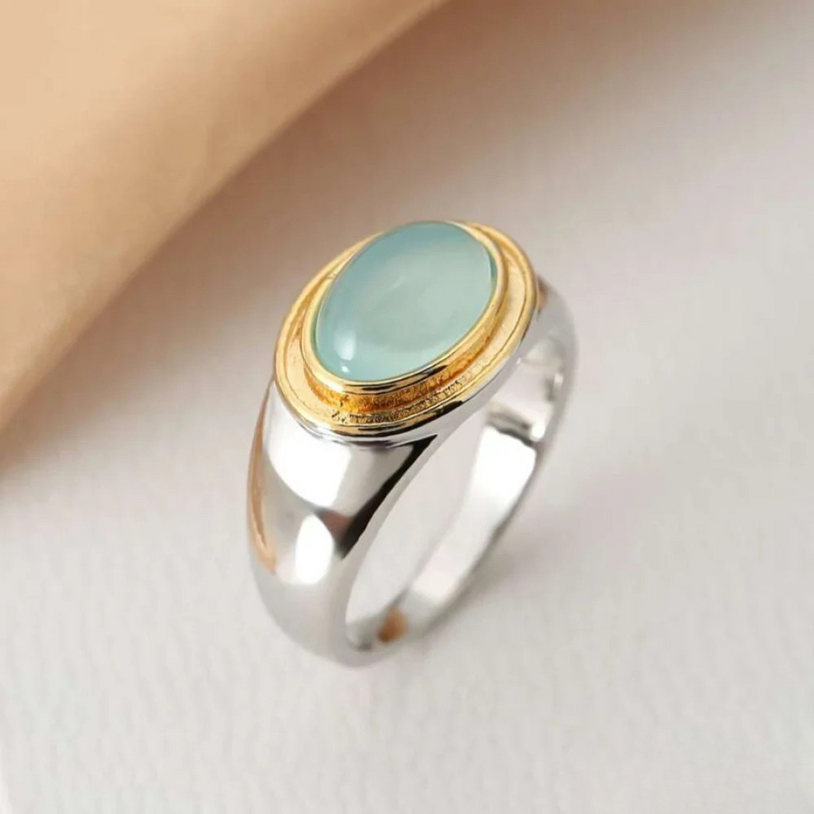 Retro Zeleni Moonstone Prstan