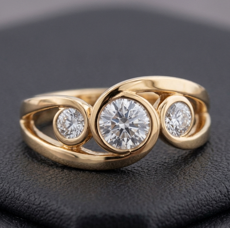 Eleganten Vintage Zlati Spiralni Prstan