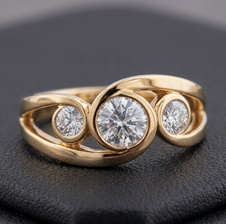 Eleganten Vintage Zlati Spiralni Prstan