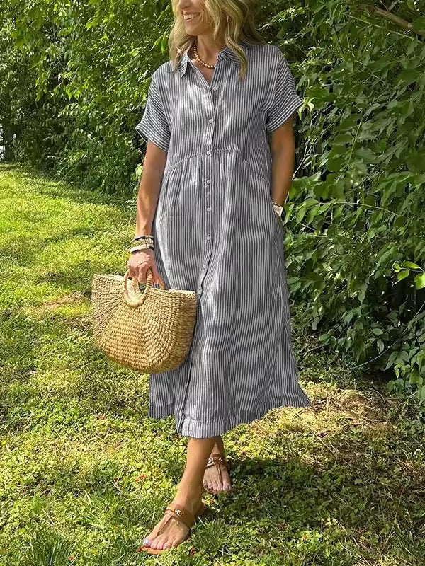 Ishka™ | Črtasta Obleka Chemise