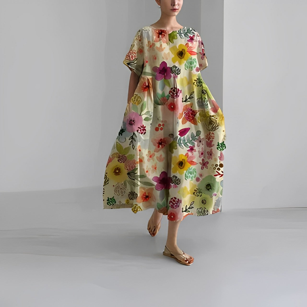 Daisy - Maxi Obleka z Velikim Gibanjem Retro