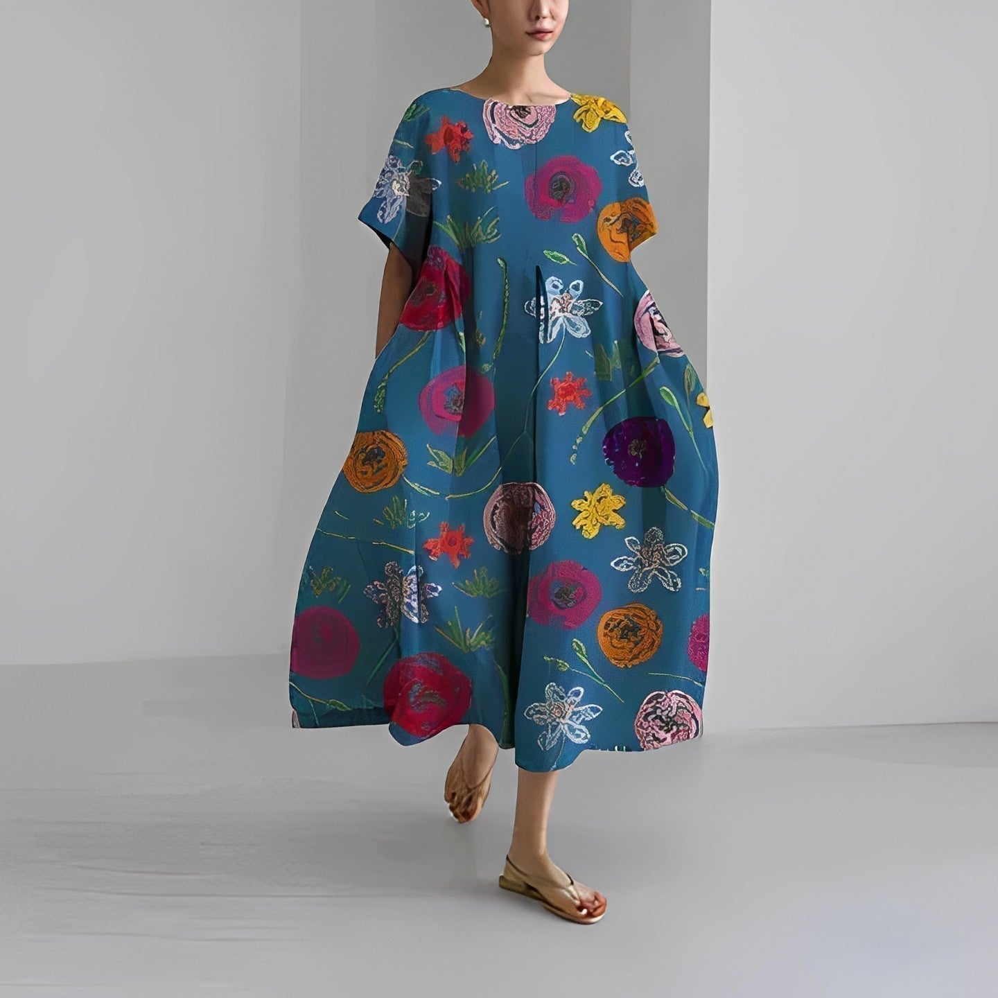 Daisy - Maxi Obleka z Velikim Gibanjem Retro