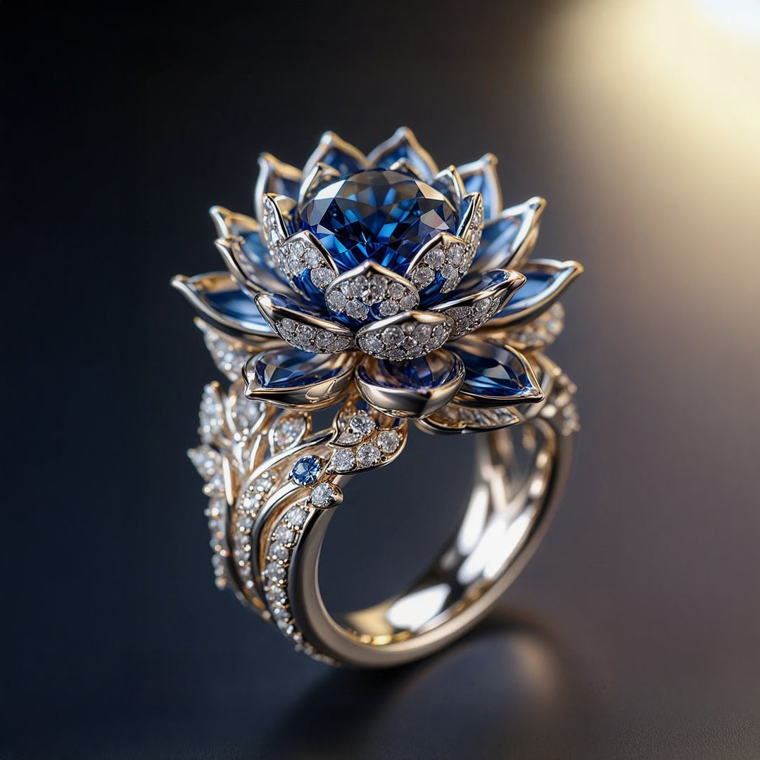 Sapphire Lotus Blossom Prstan