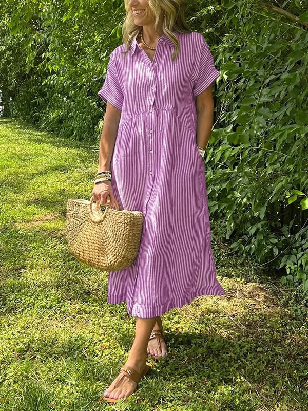 Ishka™ | Črtasta Obleka Chemise