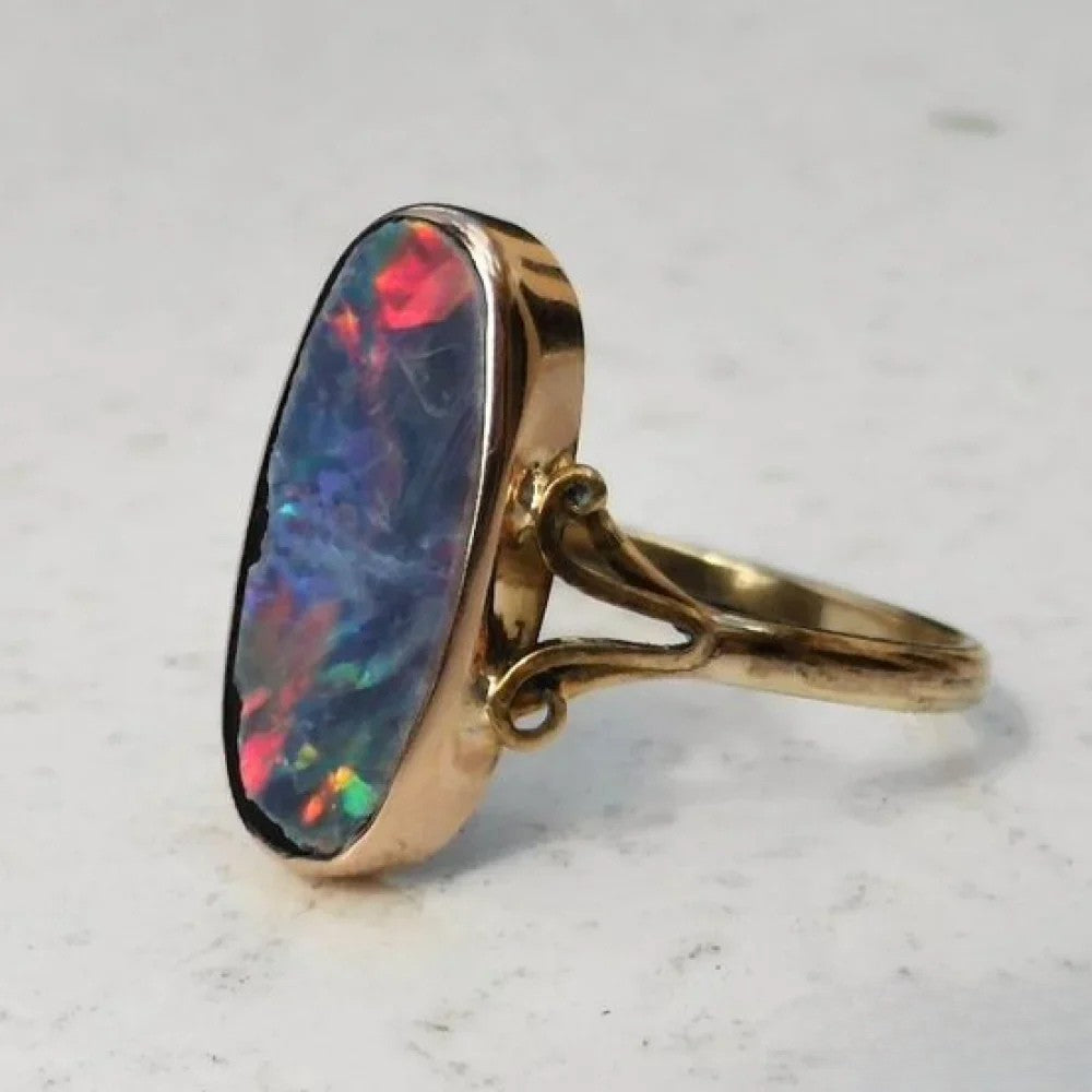 Retro Barvni Opal Prstan