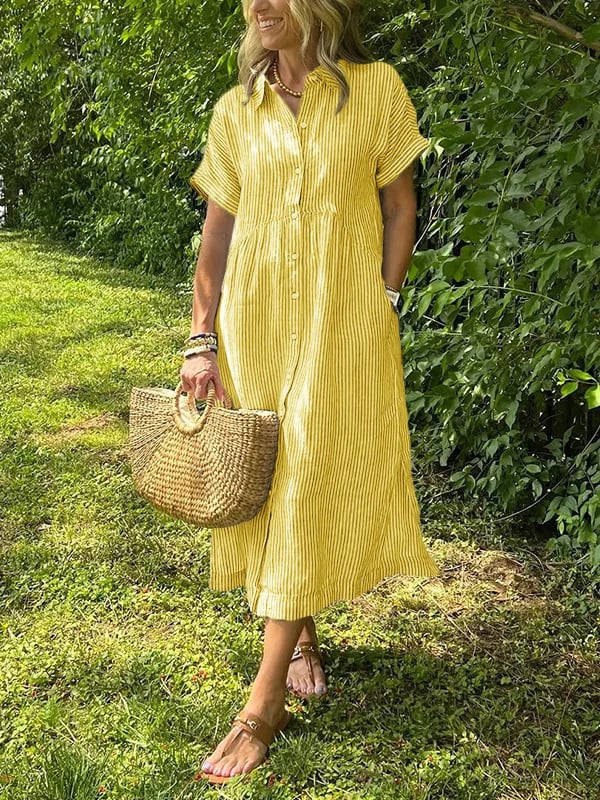 Ishka™ | Črtasta Obleka Chemise