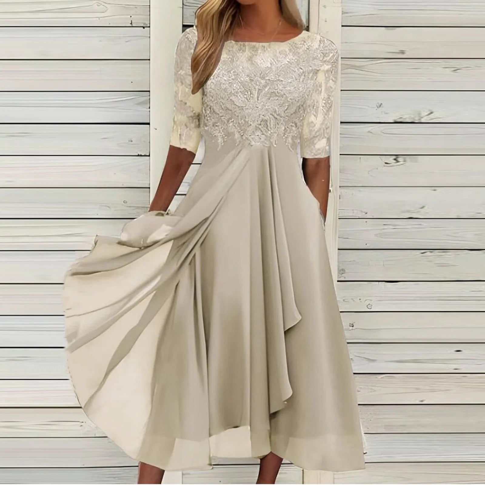 Harper™ | Elegantna midi obleka iz čipke