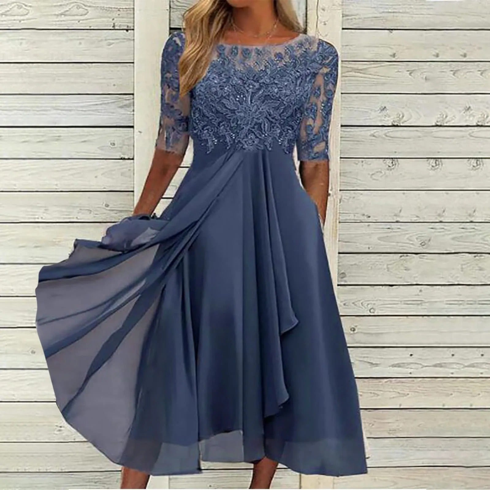 Harper™ | Elegantna midi obleka iz čipke