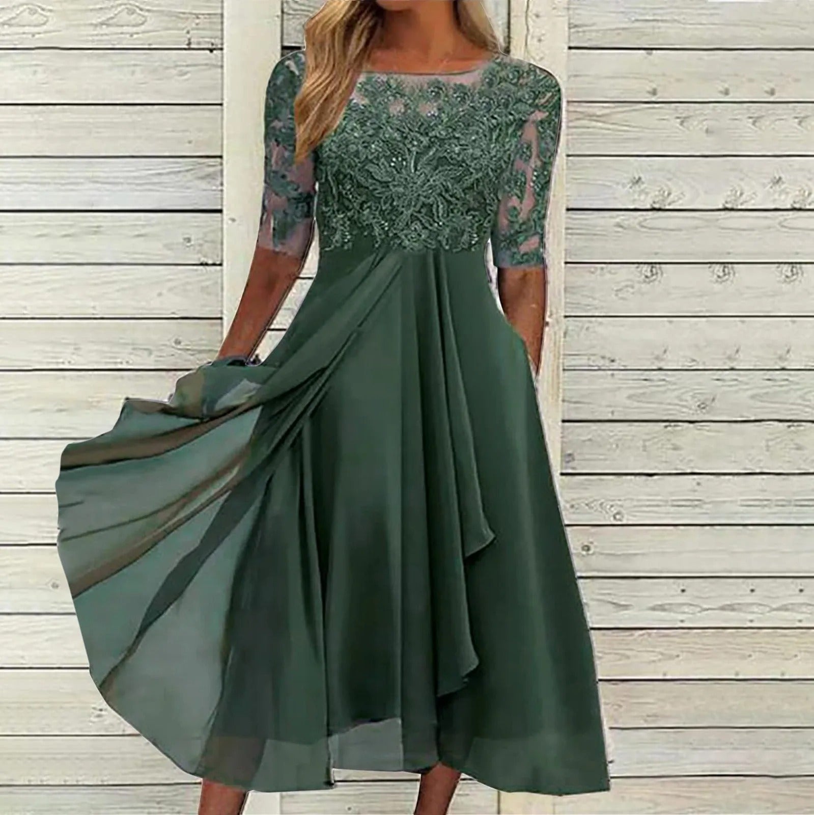 Harper™ | Elegantna midi obleka iz čipke