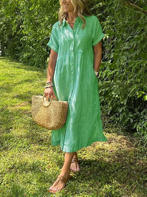 Ishka™ | Črtasta Obleka Chemise