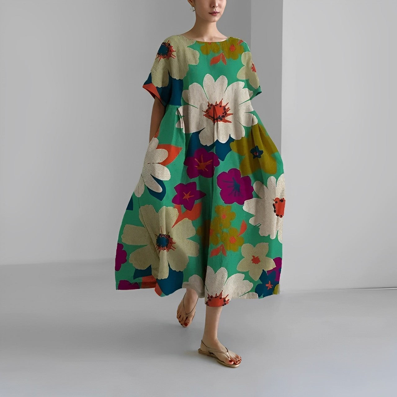 Daisy - Maxi Obleka z Velikim Gibanjem Retro