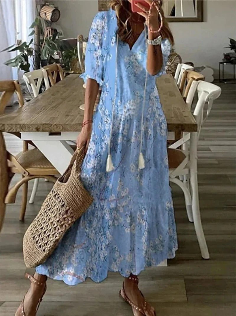 Lana - Maxi Boho obleka, ki poudari postavo
