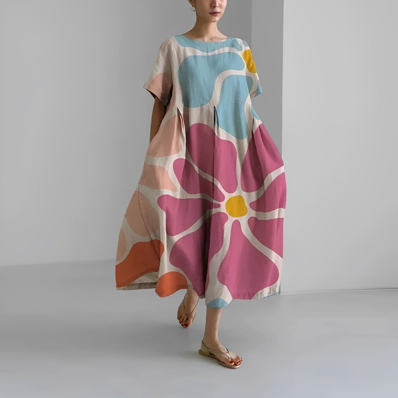 Daisy - Maxi Obleka z Velikim Gibanjem Retro