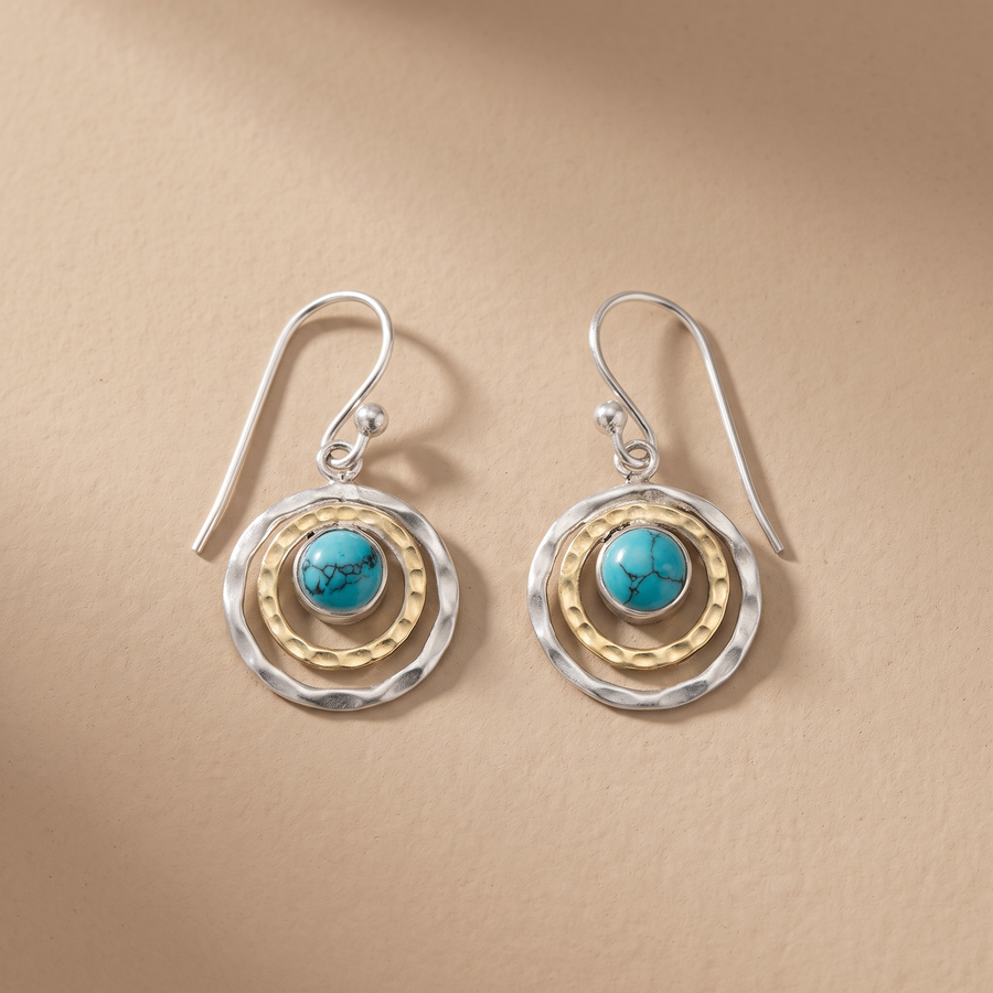 Boho Saturn uhani turkizne in zlate barve