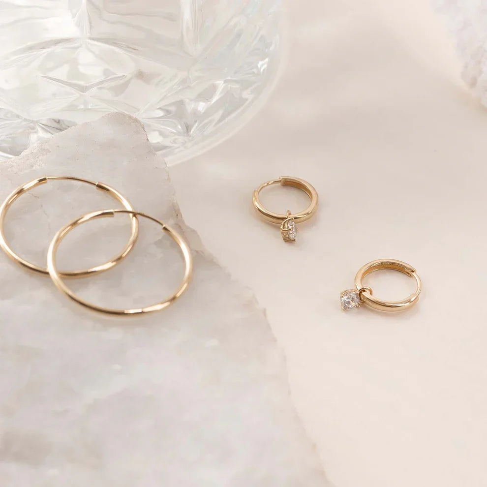 Uhani iz Lune Stone Hoop | Zlati