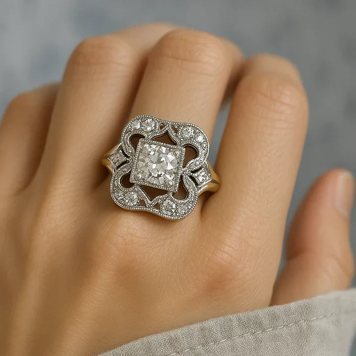 Eleganten Vintage Zirkon Zlati Prstan
