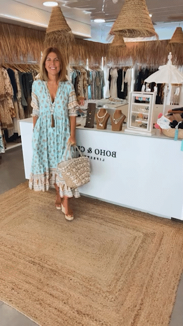 Peyton – Bohemian obleka z dolgimi rokavi in svetilkami