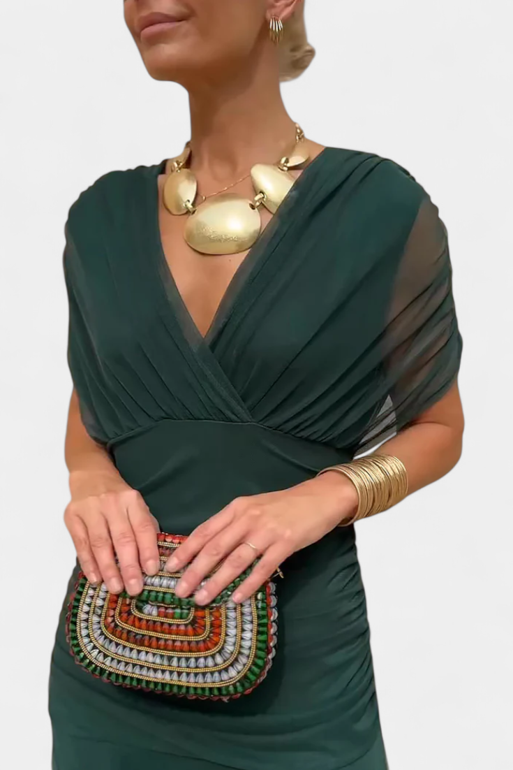 Florendra™ | Dolga cvetna obleka s V-izrezom