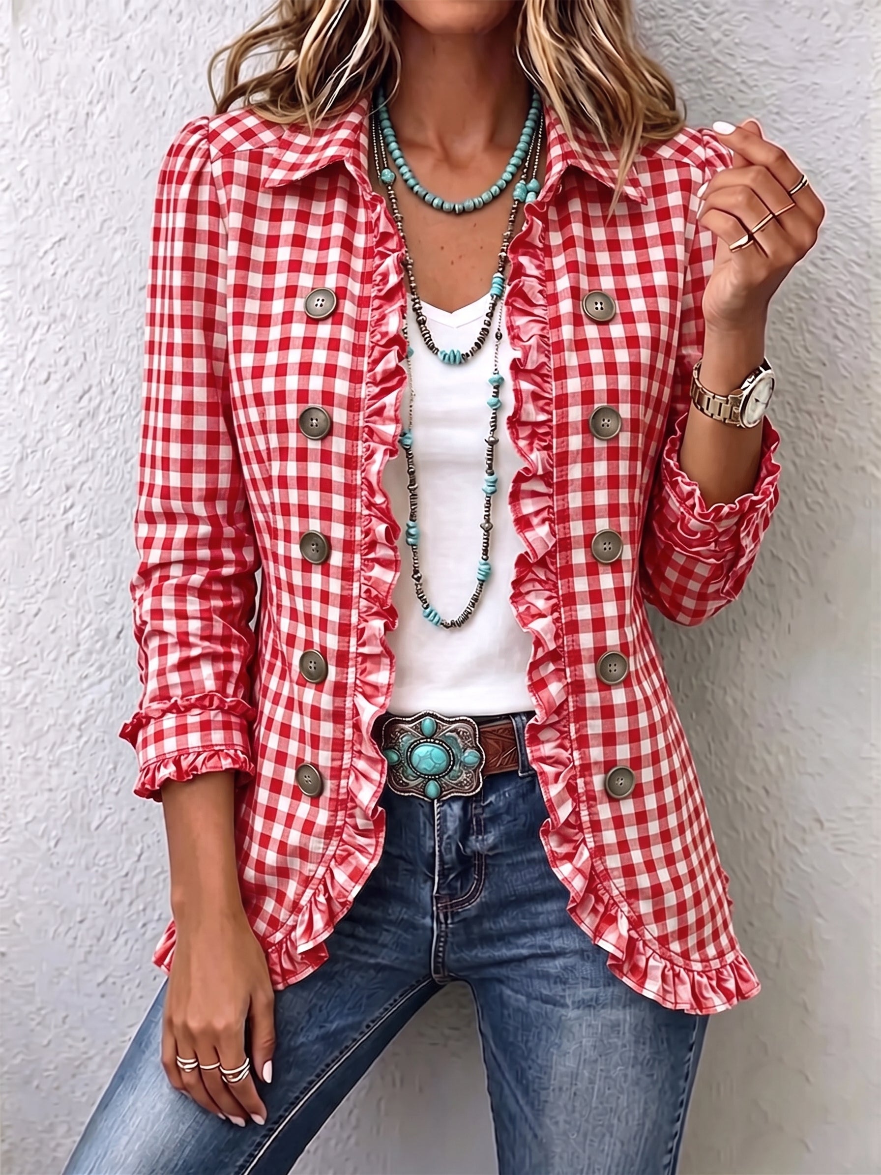 Zelda – Gingham Frill Jakna
