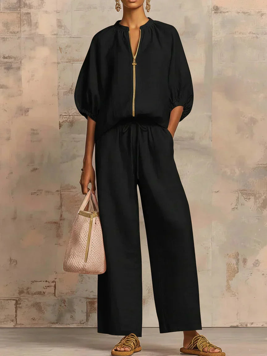 Alba | Komplet dveh kosov: Sproščena srajca in široke hlače
